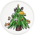 CUTE CAT CHRISTMAS TREE PEARL  WHITE CARBON FIBER TIRE COVER