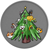 CUTE CAT CHRISTMAS TREE SILVER CARBON FIBER TIRE COVER