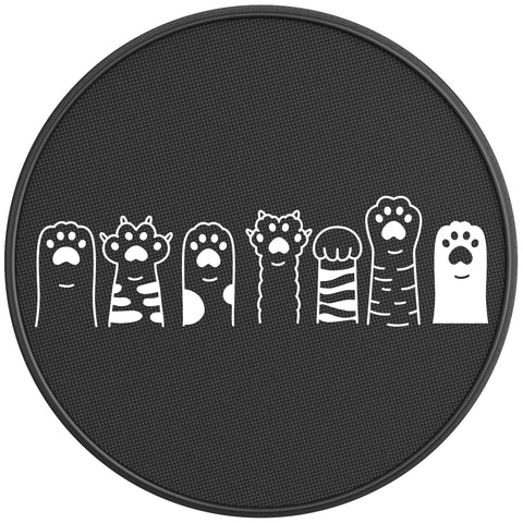 CUTE CAT PAWS BLACK CARBON FIBER TIRE COVER