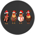 CUTE CHRISTMAS CHICKENS PEARL  WHITE CARBON FIBER TIRE COVER
