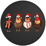 CUTE CHRISTMAS CHICKENS BLACK TIRE COVER