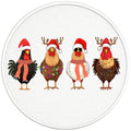 CUTE CHRISTMAS CHICKENS PEARL  WHITE CARBON FIBER TIRE COVER