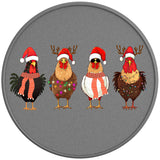CUTE CHRISTMAS CHICKENS SILVER CARBON FIBER TIRE COVER