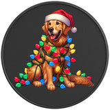 CHRISTMAS GOLDEN RETRIEVER BLACK CARBON FIBER TIRE COVER