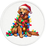 CHRISTMAS GOLDEN RETRIEVER PEARL  WHITE CARBON FIBER TIRE COVER
