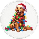 CHRISTMAS GOLDEN RETRIEVER PEARL  WHITE CARBON FIBER TIRE COVER