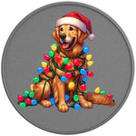 CUTE CHRISTMAS GOLDEN RETRIEVER SILVER CARBON FIBER TIRE COVER