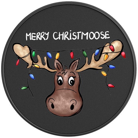 CUTE CHRISTMAS MOOSE PEARL  WHITE CARBON FIBER TIRE COVER