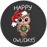 CUTE CHRISTMAS OWL BLACK CARBON FIBER TIRE COVER