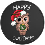 CUTE CHRISTMAS OWL BLACK TIRE COVER