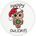 CUTE CHRISTMAS OWL PEARL  WHITE CARBON FIBER TIRE COVER