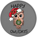 CUTE CHRISTMAS OWL SILVER CARBON FIBER TIRE COVER