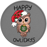 CUTE CHRISTMAS OWL SILVER CARBON FIBER TIRE COVER