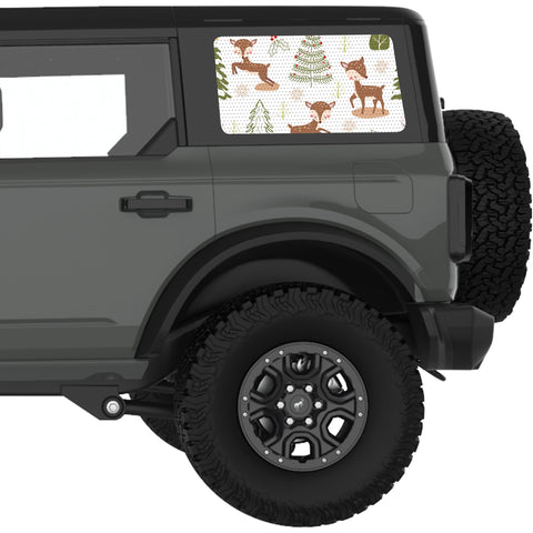 CUTE FAWNS AND TREES QUARTER WINDOW DECAL FITS 2021+ FORD BRONCO 4 DOOR HARD TOP