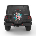 CUTE FLAMINGO BLACK CARBON FIBER TIRE COVER