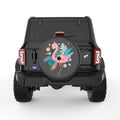 CUTE FLAMINGO BLACK CARBON FIBER TIRE COVER
