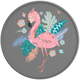 CUTE FLAMINGO SILVER CARBON FIBER TIRE COVER