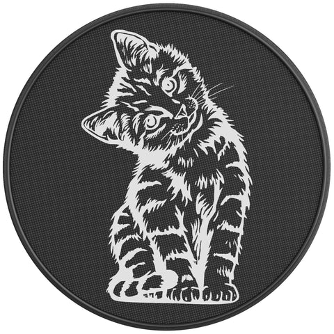 CUTE PEEKING CAT BLACK CARBON FIBER TIRE COVER