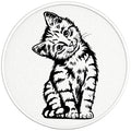 CUTE PEEKING CAT PEARL  WHITE CARBON FIBER TIRE COVER