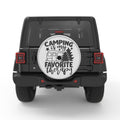 CAMPING IS MY FAVORITE THERAPY SILVER CARBON FIBER TIRE COVER