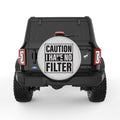 CAUTION I HAVE NO FILTER SILVER CARBON FIBER TIRE COVER