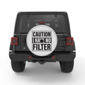 CAUTION I HAVE NO FILTER SILVER CARBON FIBER TIRE COVER