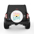 CHRISTMAS BY THE SEA WHITE TIRE COVER