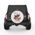 CHRISTMAS PUGS AND HUGS PEARL  WHITE CARBON FIBER TIRE COVER