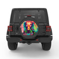 COLORFUL DACHSHUND PEARL  WHITE CARBON FIBER TIRE COVER