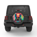 COLORFUL DACHSHUND BLACK CARBON FIBER TIRE COVER