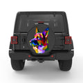COLORFUL GERMAN SHEPHERD PEARL  WHITE CARBON FIBER TIRE COVER