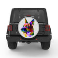 COLORFUL GERMAN SHEPHERD SILVER CARBON FIBER TIRE COVER