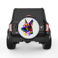 COLORFUL GERMAN SHEPHERD PEARL  WHITE CARBON FIBER TIRE COVER