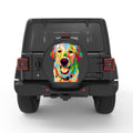 COLORFUL GOLDEN RETRIEVER PEARL  WHITE CARBON FIBER TIRE COVER