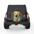 COLORFUL GOLDEN RETRIEVER BLACK CARBON FIBER TIRE COVER