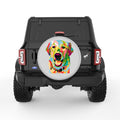 COLORFUL GOLDEN RETRIEVER SILVER CARBON FIBER TIRE COVER