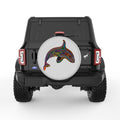 COLORFUL KILLER WHALE SILVER CARBON FIBER TIRE COVER