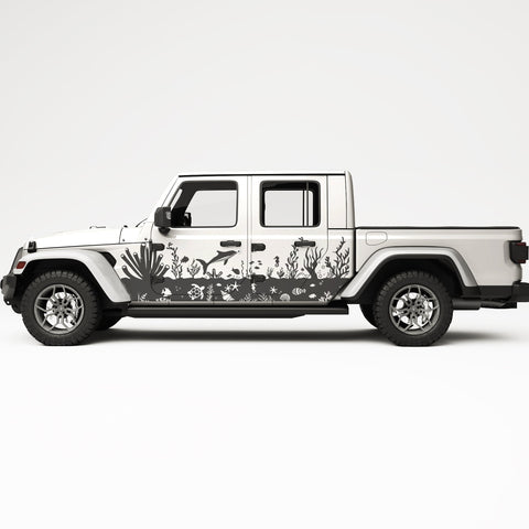 CORAL REEF SIDE GRAPHIC DECAL FITS JEEP GLADIATOR