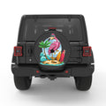 CUTE BEACH FLAMINGO BLACK CARBON FIBER TIRE COVER