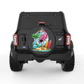 CUTE BEACH FLAMINGO BLACK TIRE COVER