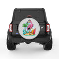 CUTE BEACH FLAMINGO SILVER CARBON FIBER TIRE COVER