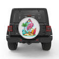 CUTE BEACH FLAMINGO BLACK TIRE COVER