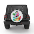 CUTE BEACH FLAMINGO SILVER CARBON FIBER TIRE COVER