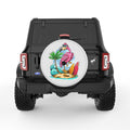 CUTE BEACH FLAMINGO PEARL  WHITE CARBON FIBER TIRE COVER