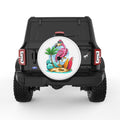 CUTE BEACH FLAMINGO WHITE TIRE COVER