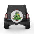 CUTE CAT CHRISTMAS SILVER CARBON FIBER TIRE COVER