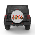 CUTE CHRISTMAS CHICKENS WHITE TIRE COVER