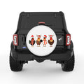 CUTE CHRISTMAS CHICKENS WHITE TIRE COVER