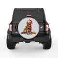CUTE CHRISTMAS GOLDEN RETRIEVER SILVER CARBON FIBER TIRE COVER