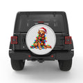 CUTE CHRISTMAS GOLDEN RETRIEVER SILVER CARBON FIBER TIRE COVER